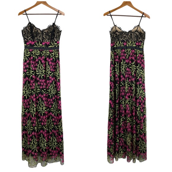 Lulus NWT Divine Delight Black Floral Embroidered Maxi Dress Size M Sleeveless - Picture 3 of 12